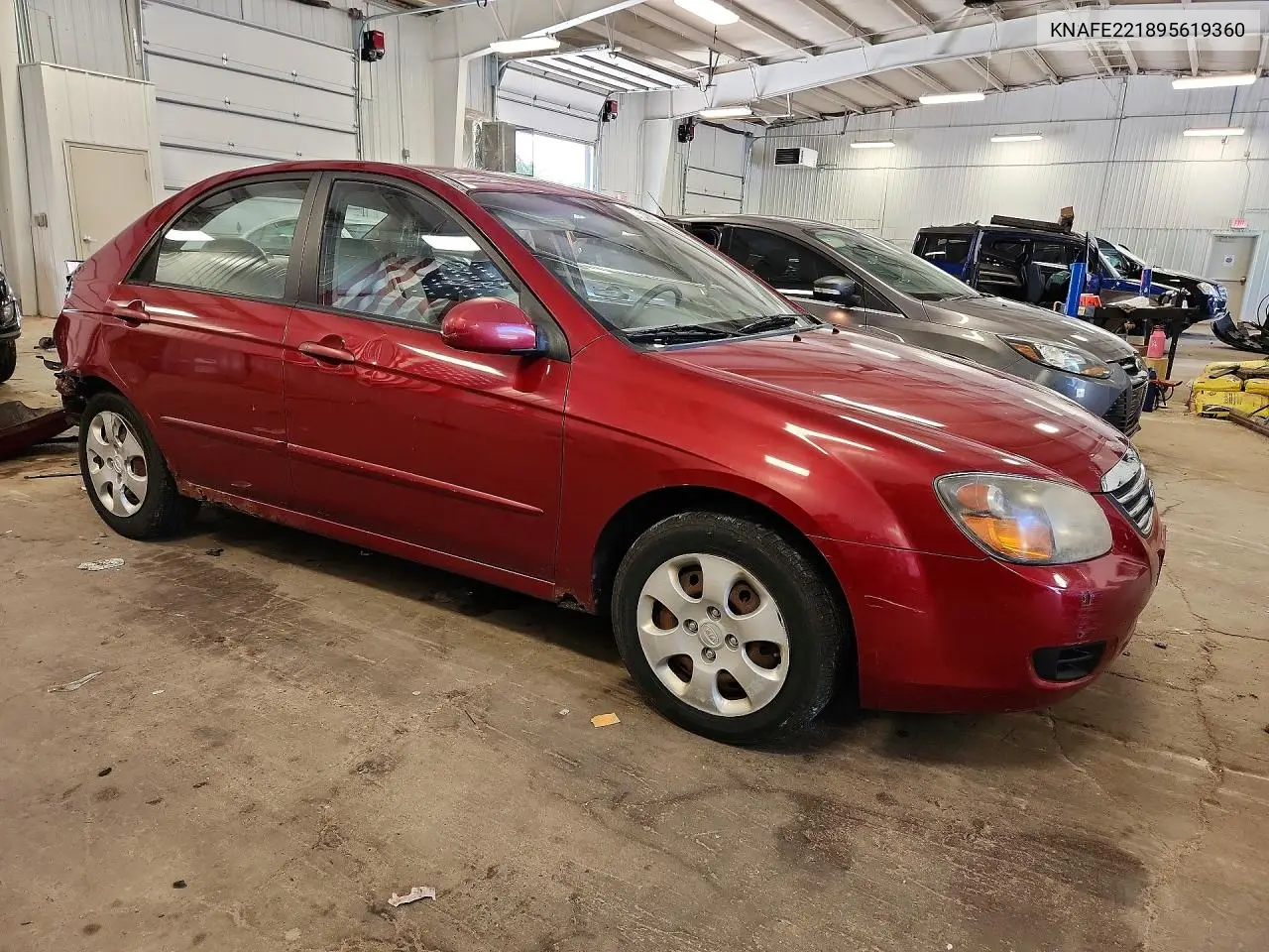 2009 Kia Spectra Lx VIN: KNAFE221895619360 Lot: 58519346