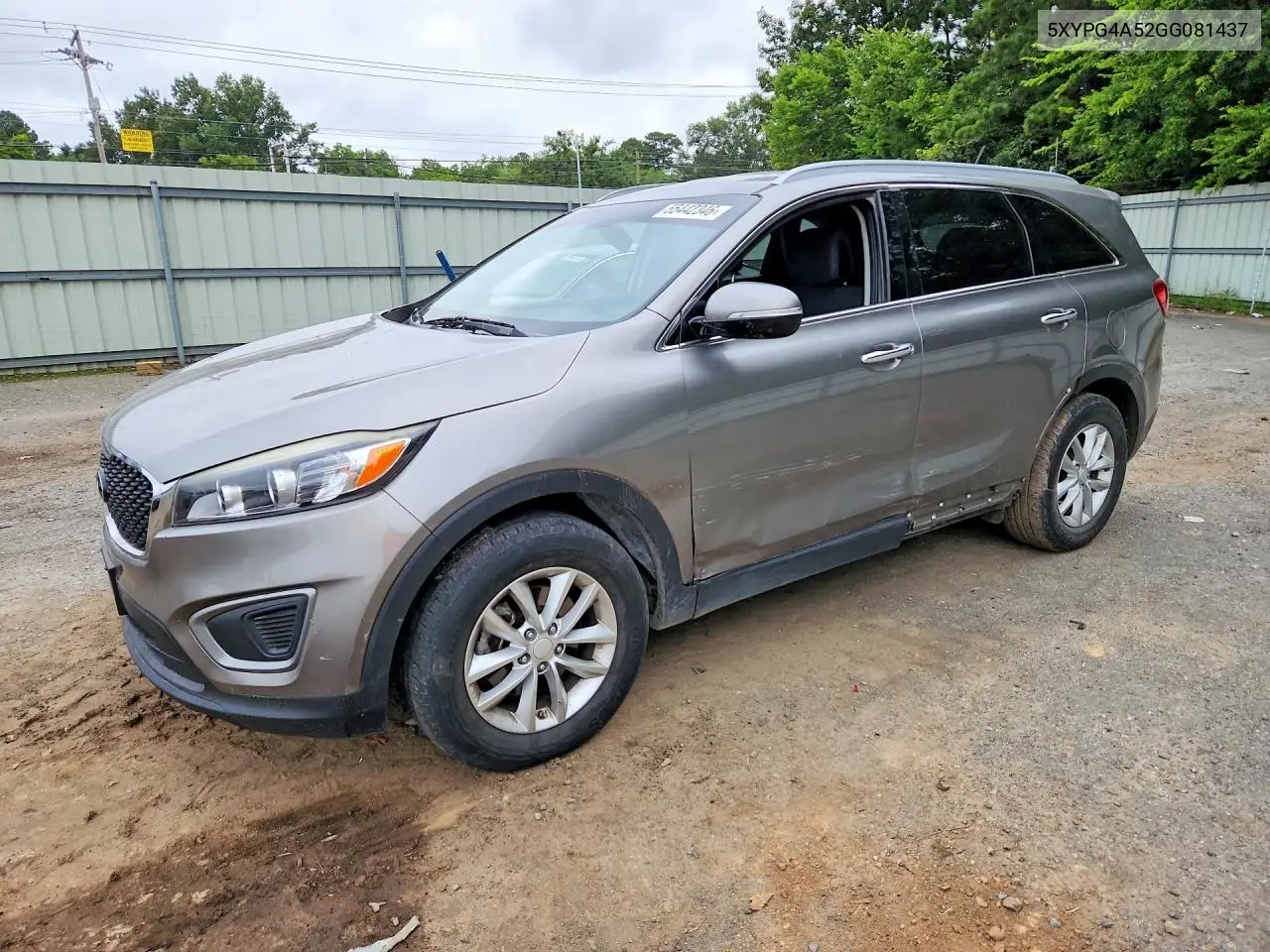 2016 Kia Sorento Lx V6 VIN: 5XYPG4A52GG081437 Lot: 55442346
