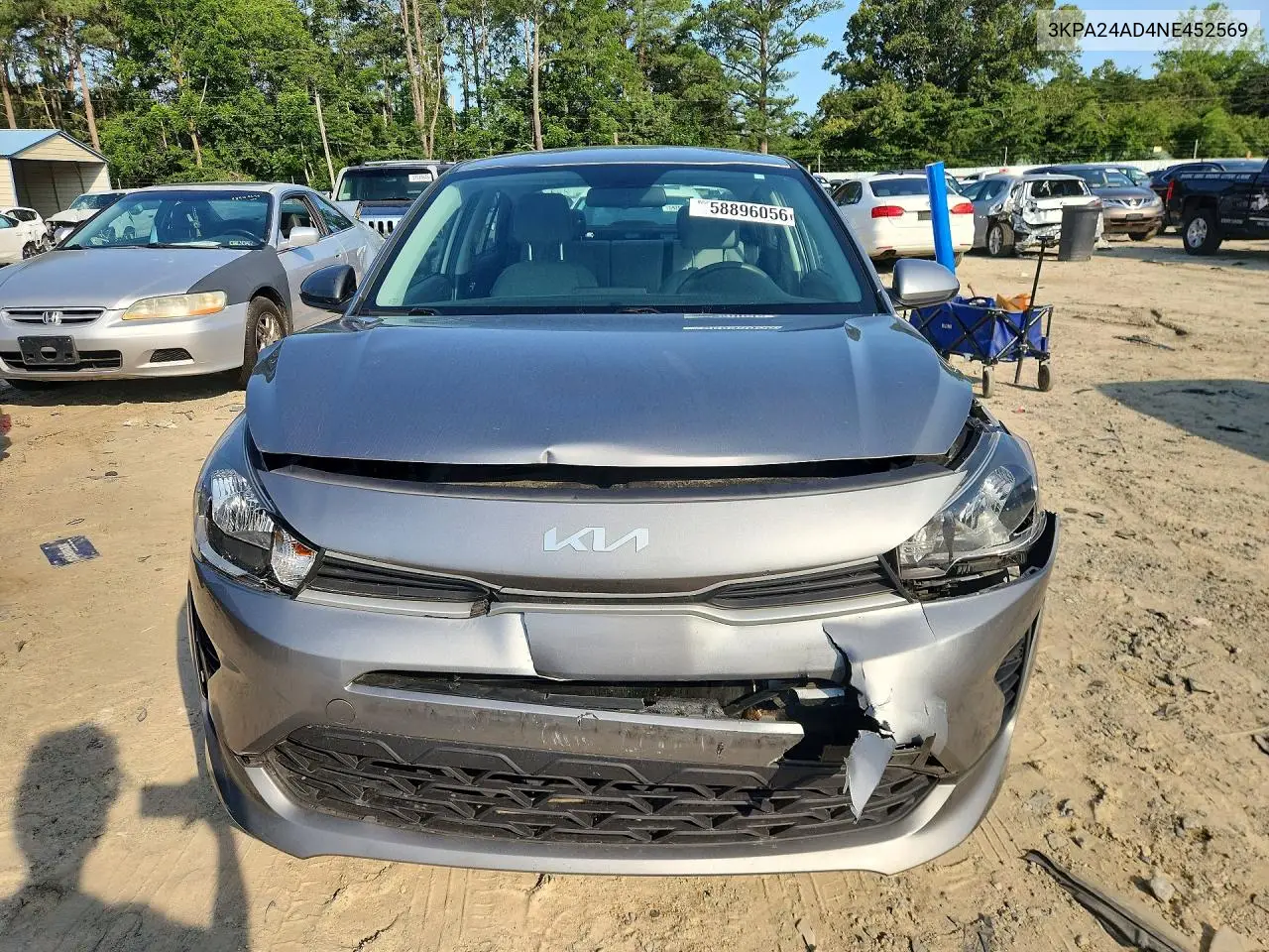 2022 Kia Rio S VIN: 3KPA24AD4NE452569 Lot: 58896056