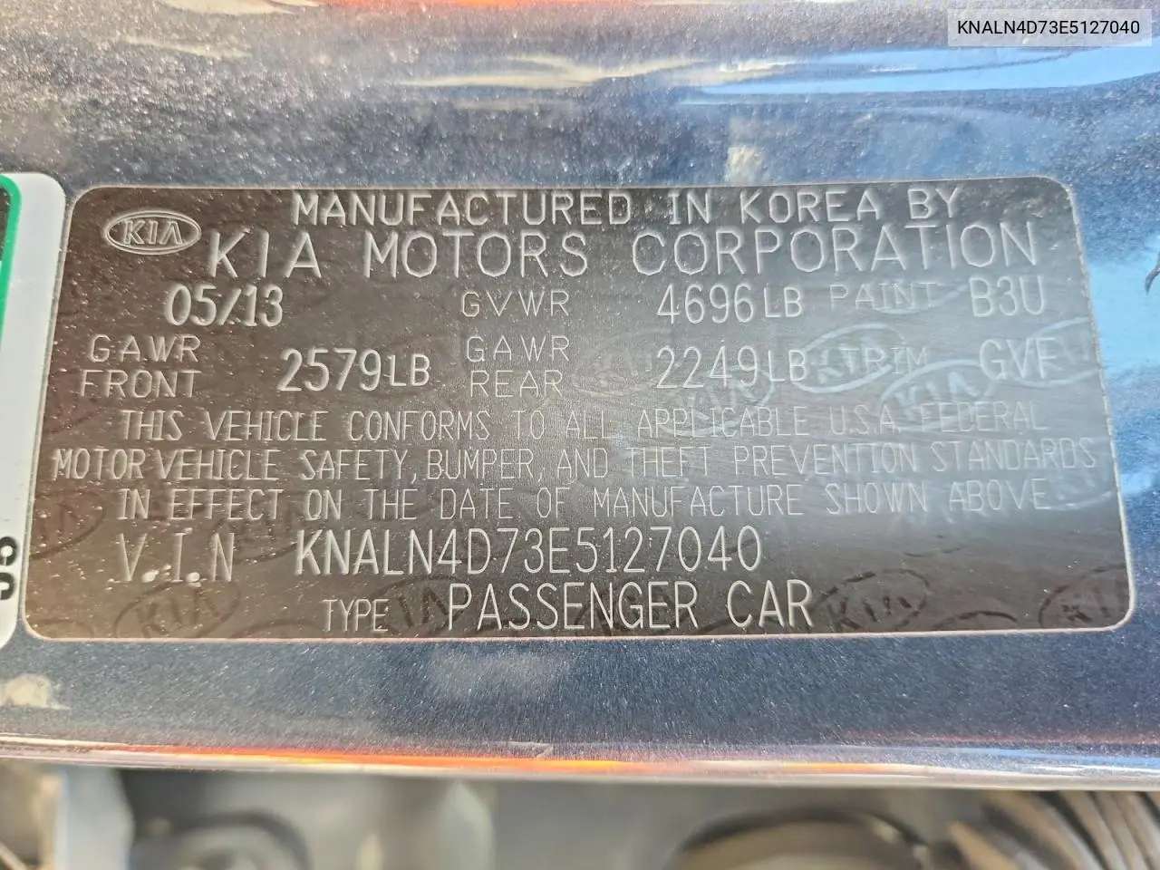 2014 Kia Cadenza Premium VIN: KNALN4D73E5127040 Lot: 58770966