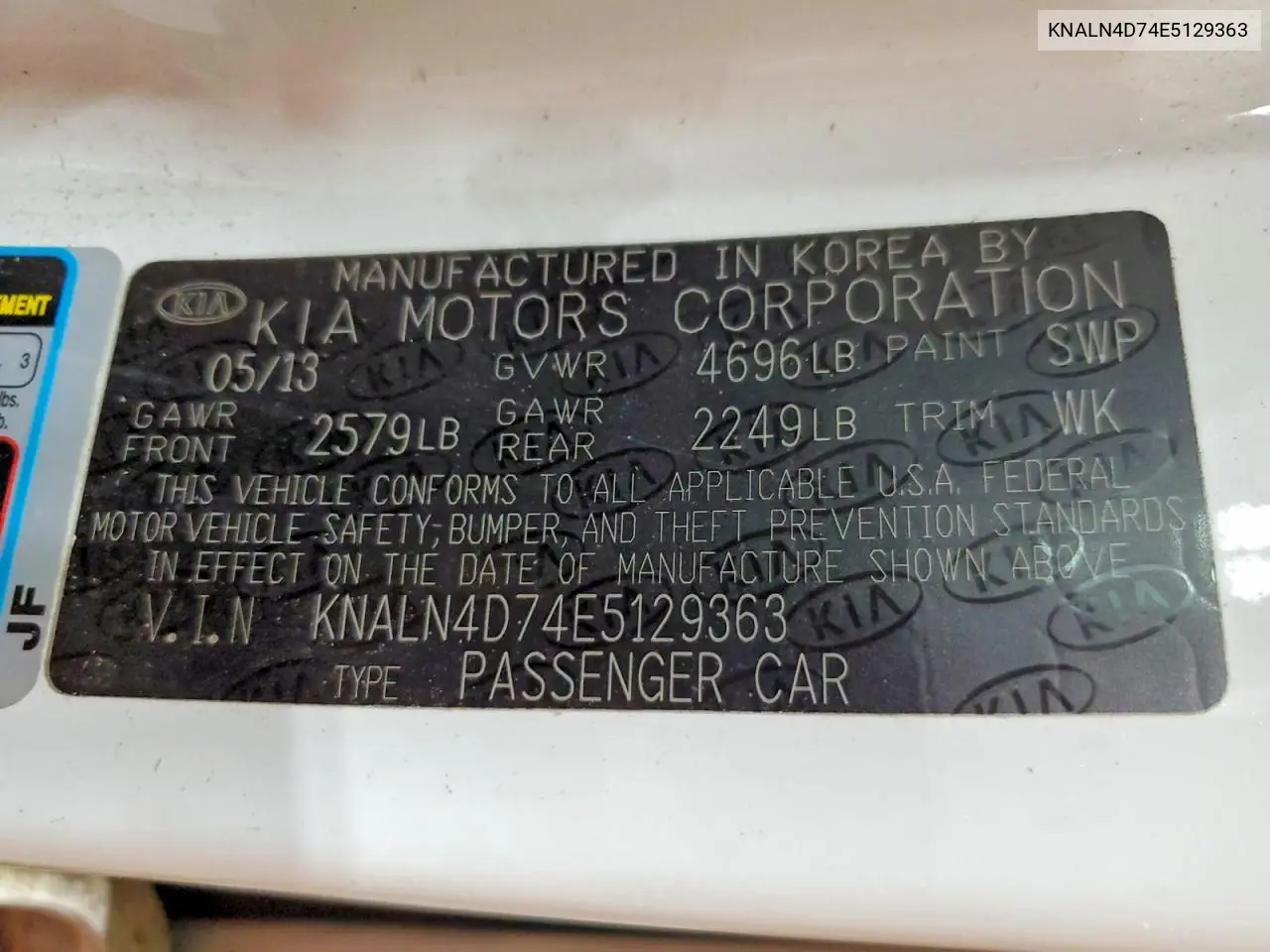 2014 Kia Cadenza Premium VIN: KNALN4D74E5129363 Lot: 58869106