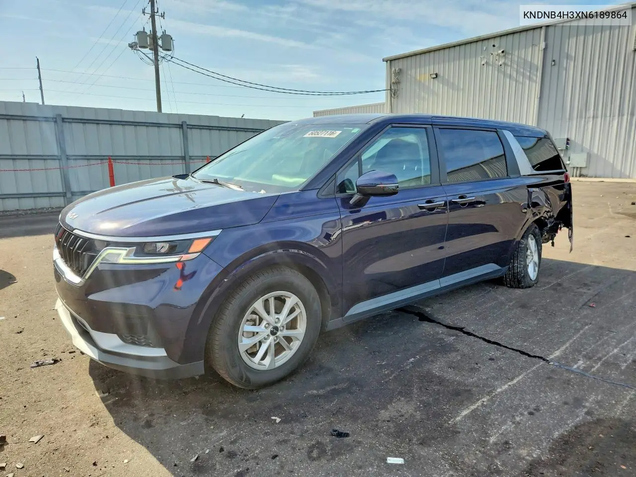 2022 Kia Carnival Lx VIN: KNDNB4H3XN6189864 Lot: 60527116