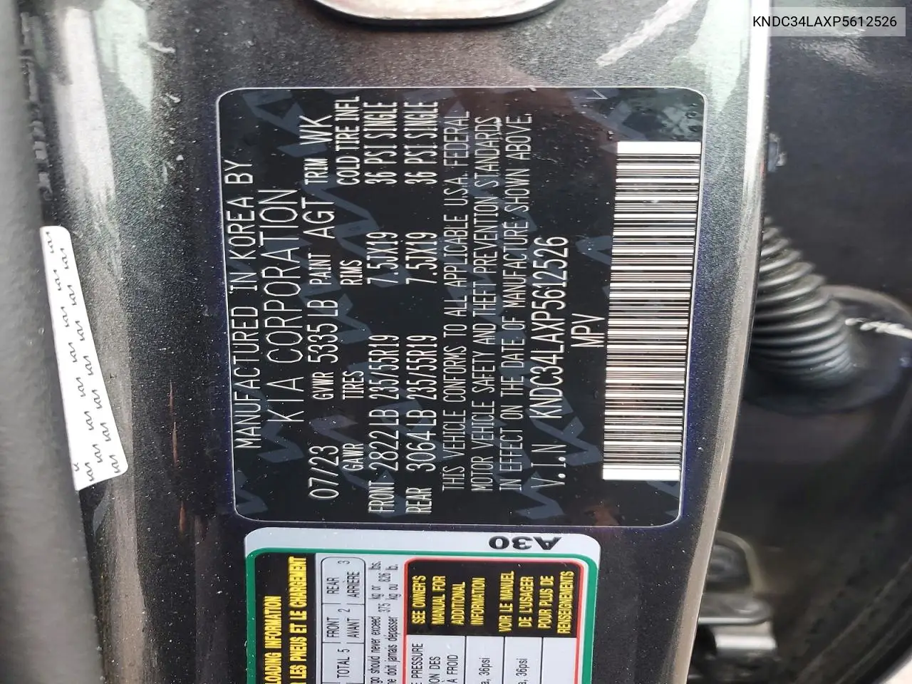 2023 Kia Ev6 Wind VIN: KNDC34LAXP5612526 Lot: 54115006