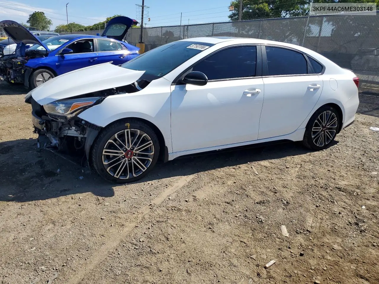 2021 Kia Forte Gt VIN: 3KPF44AC6ME303148 Lot: 57193186