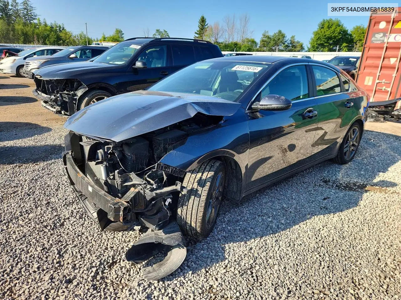2021 Kia Forte Ex VIN: 3KPF54AD8ME315839 Lot: 61125616