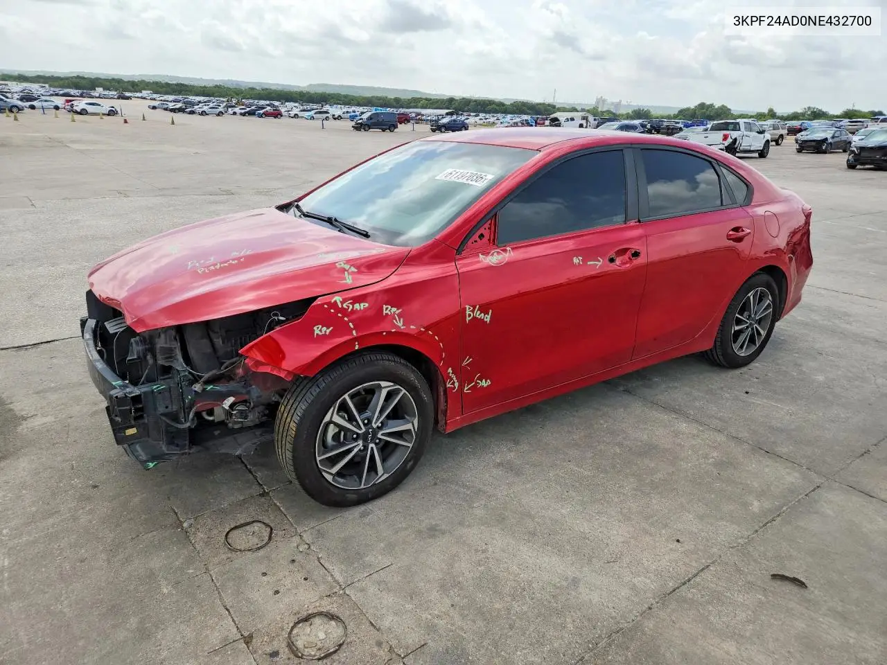 2022 Kia Forte Lxs VIN: 3KPF24AD0NE432700 Lot: 61197036