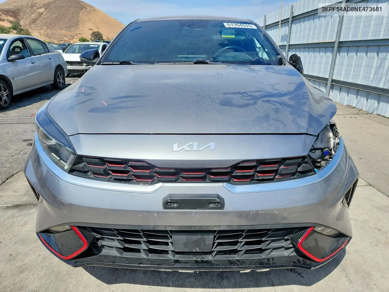 2022 Kia Forte Gt Line VIN: 3KPF54AD8NE473681 Lot: 61394576