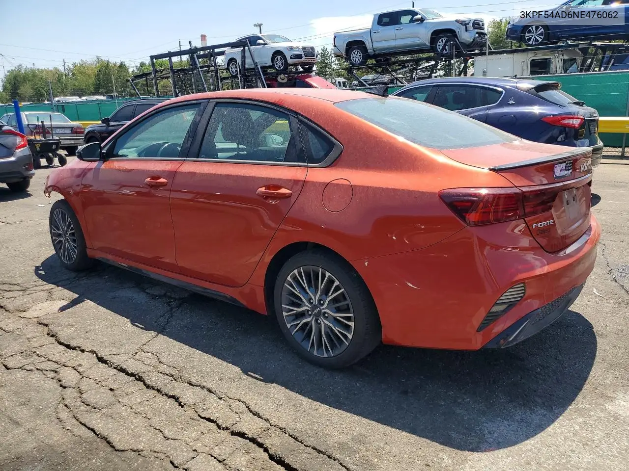 2022 Kia Forte Gt Line VIN: 3KPF54AD6NE476062 Lot: 61638536