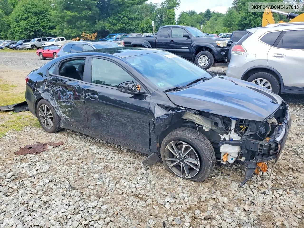 2022 Kia Forte Lxs VIN: 3KPF24AD0NE467043 Lot: 62169156