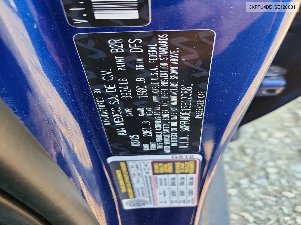 2025 Kia K4 Ex VIN: 3KPFU4DE1SE120881 Lot: 61078086