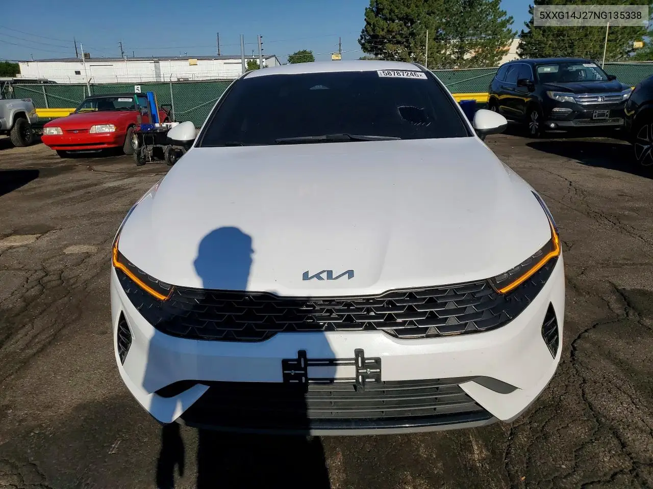 2022 Kia K5 Lxs VIN: 5XXG14J27NG135338 Lot: 58787246