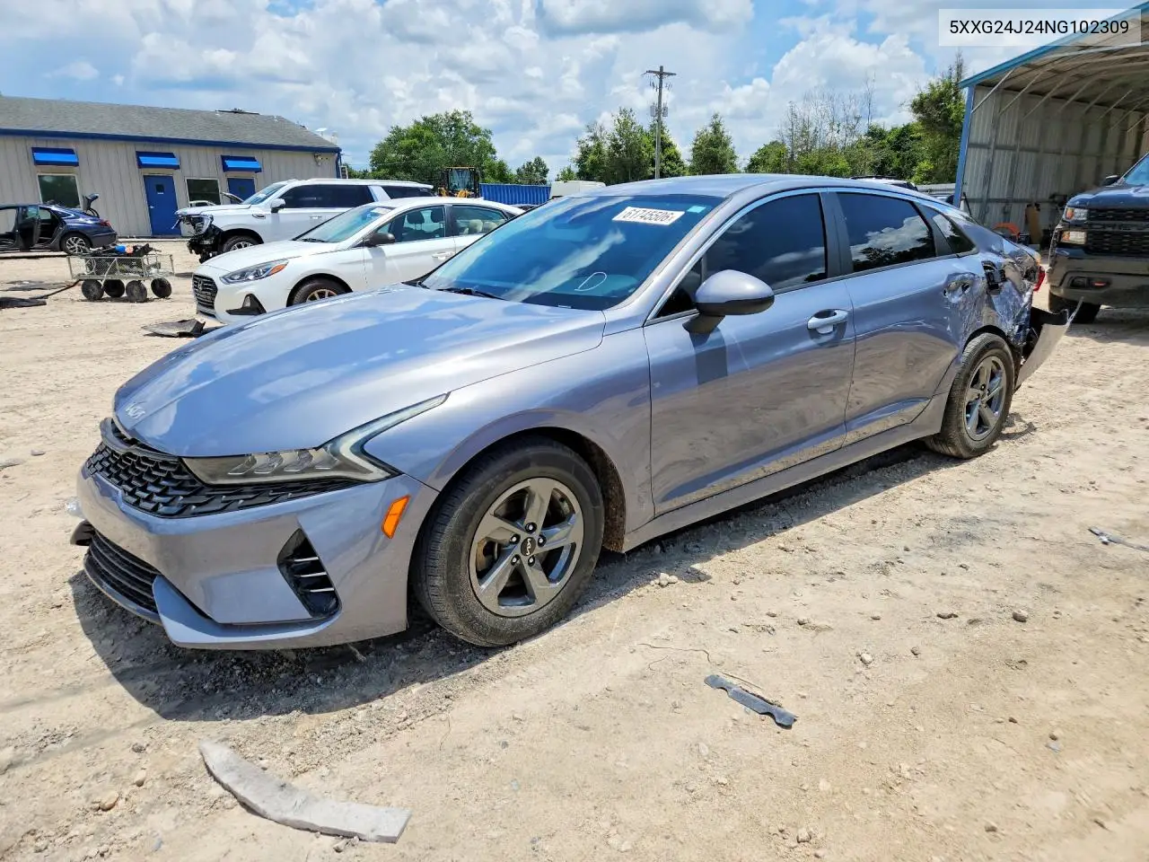 2022 Kia K5 Lx VIN: 5XXG24J24NG102309 Lot: 61745506