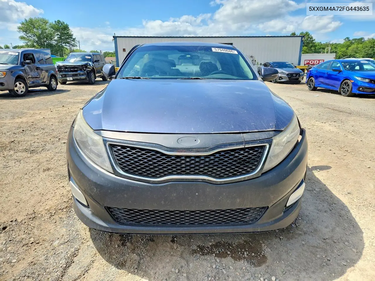 2015 Kia Optima Lx VIN: 5XXGM4A72FG443635 Lot: 57940686