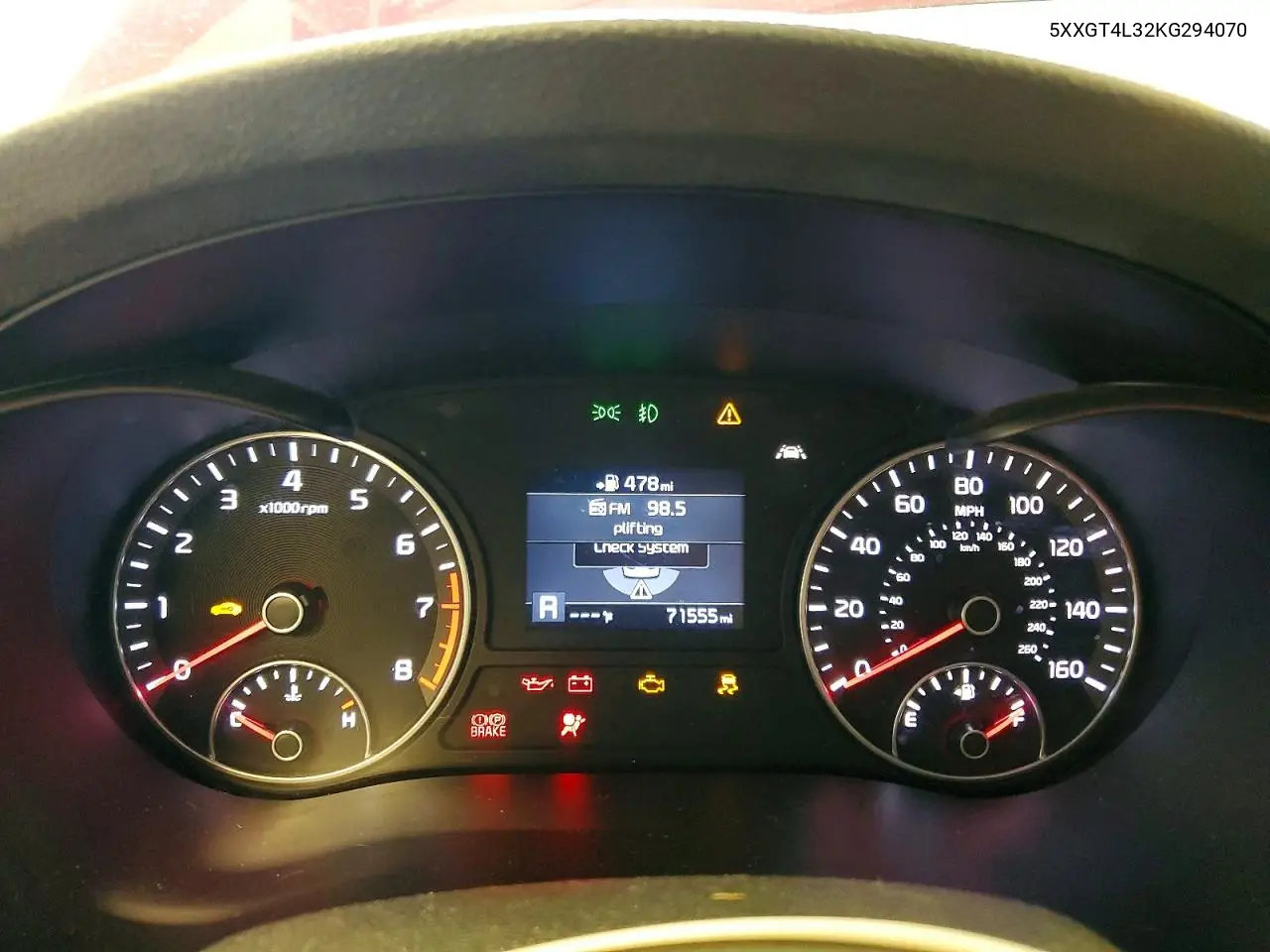2019 Kia Optima S VIN: 5XXGT4L32KG294070 Lot: 61942326