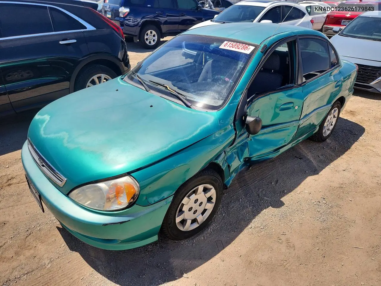 2002 Kia Rio VIN: KNADC123626179843 Lot: 61589286