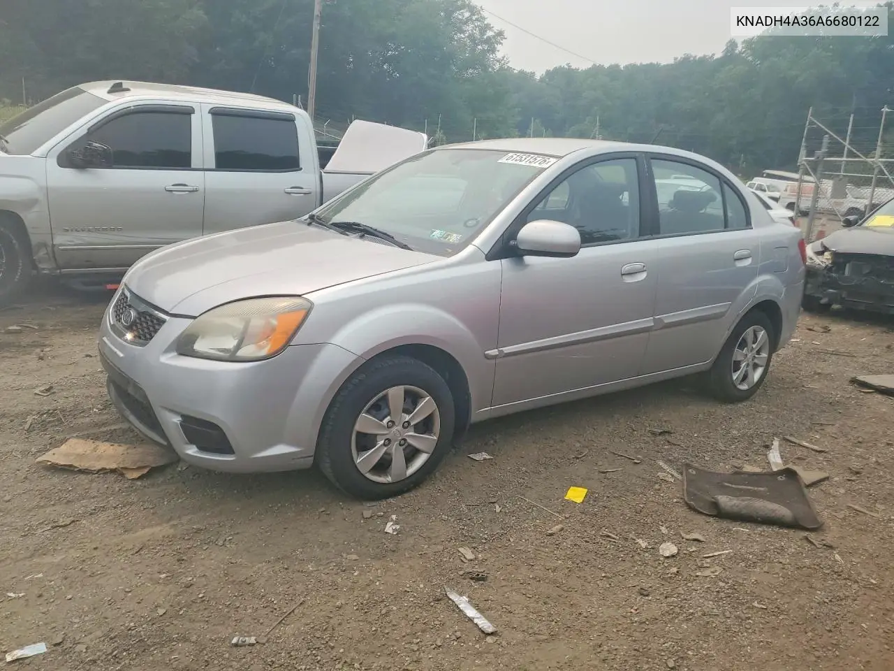 2010 Kia Rio Base VIN: KNADH4A36A6680122 Lot: 61531576