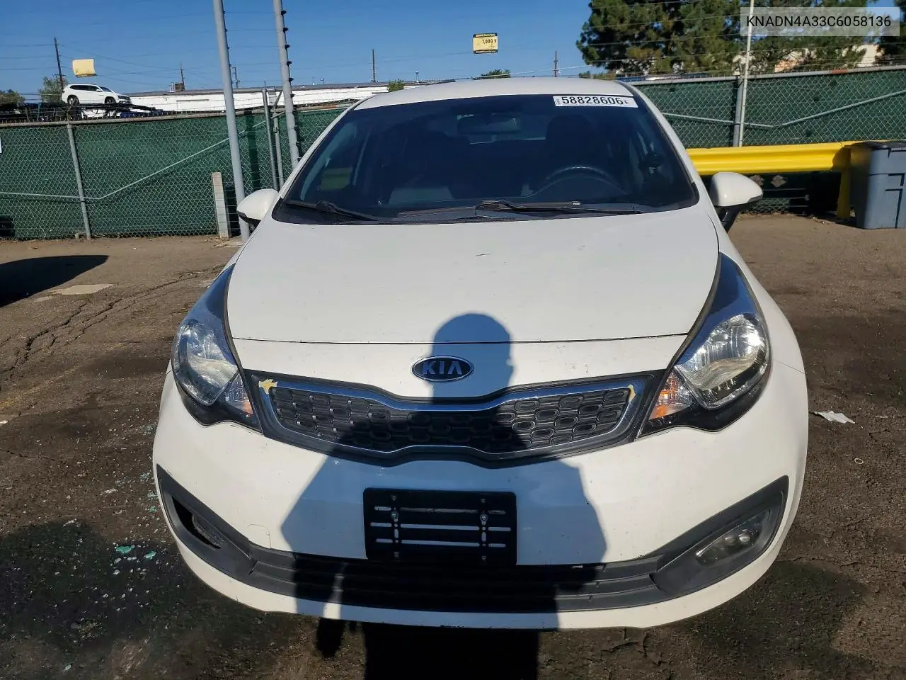 2012 Kia Rio Ex VIN: KNADN4A33C6058136 Lot: 58828606