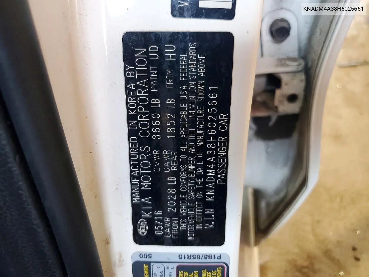 2015 Kia Rio VIN: KNADM4A38H6025661 Lot: 60900316
