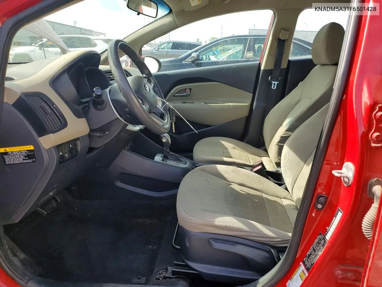 2015 Kia Rio VIN: KNADM5A31F6501428 Lot: 61859116
