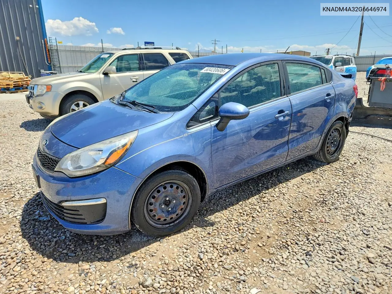 2016 Kia Rio Lx VIN: KNADM4A32G6646974 Lot: 60420606