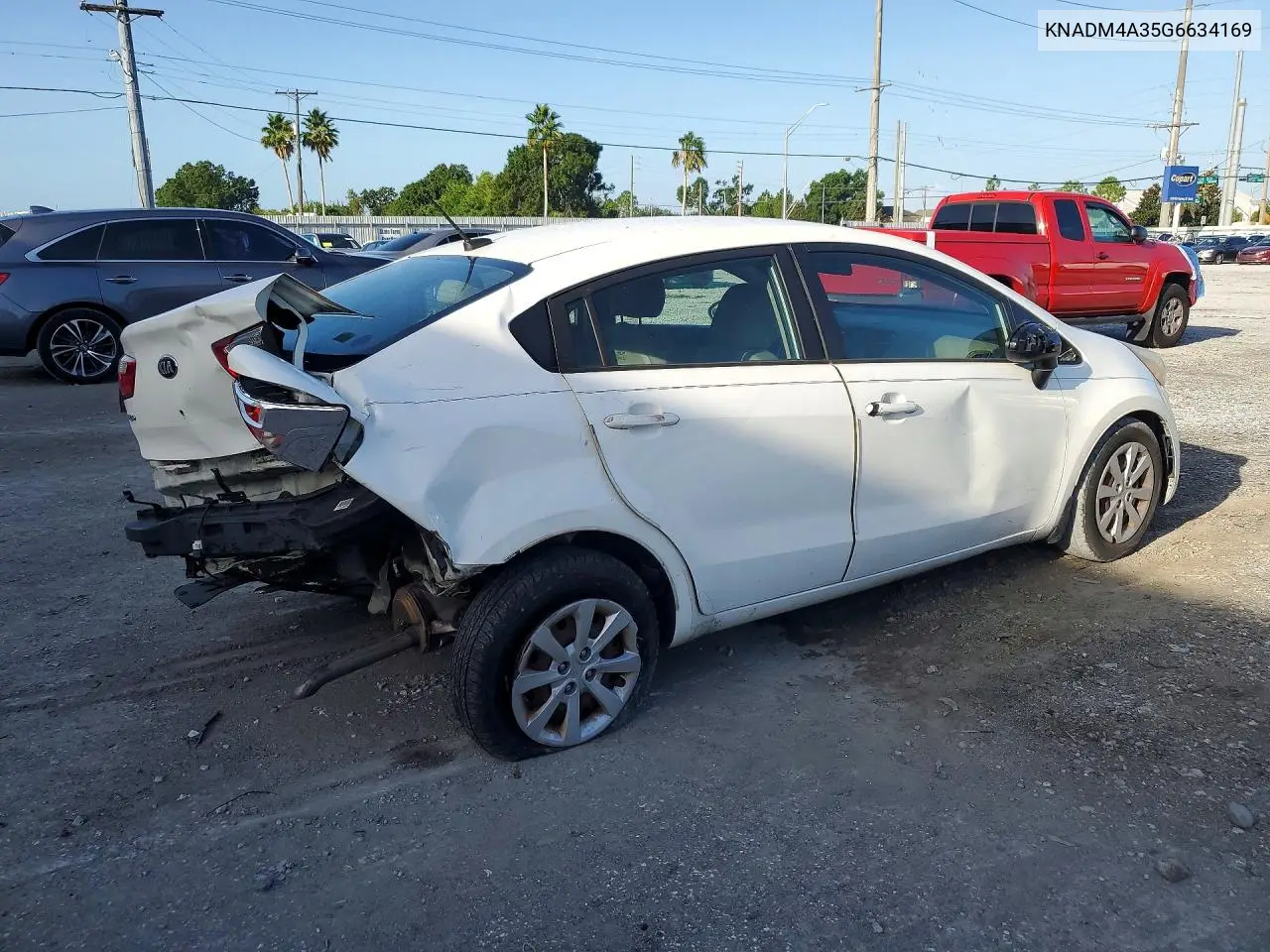 2016 Kia Rio Lx VIN: KNADM4A35G6634169 Lot: 62024726