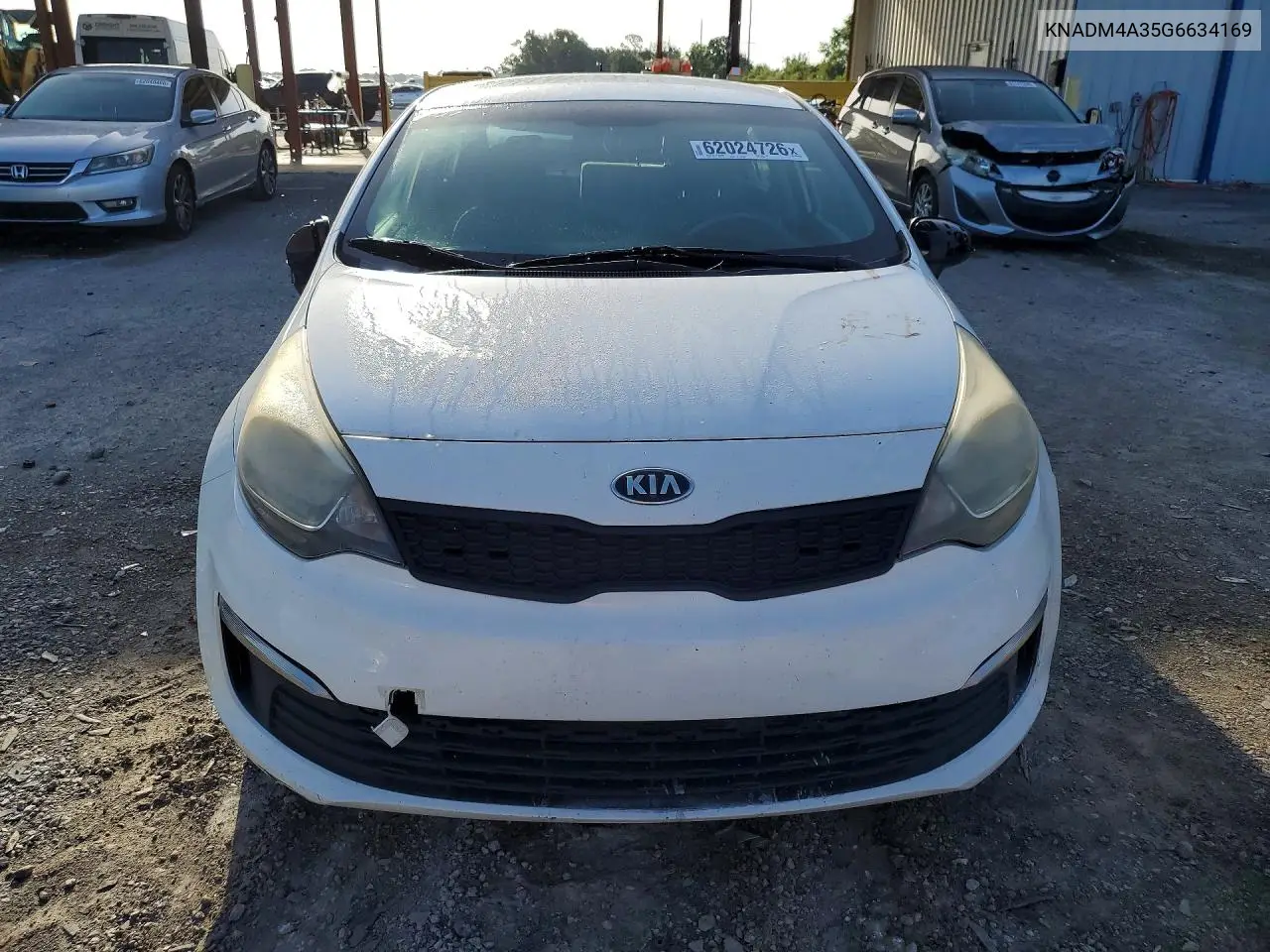 2016 Kia Rio Lx VIN: KNADM4A35G6634169 Lot: 62024726
