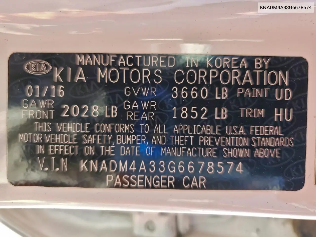 KNADM4A33G6678574 2016 Kia Rio Lx
