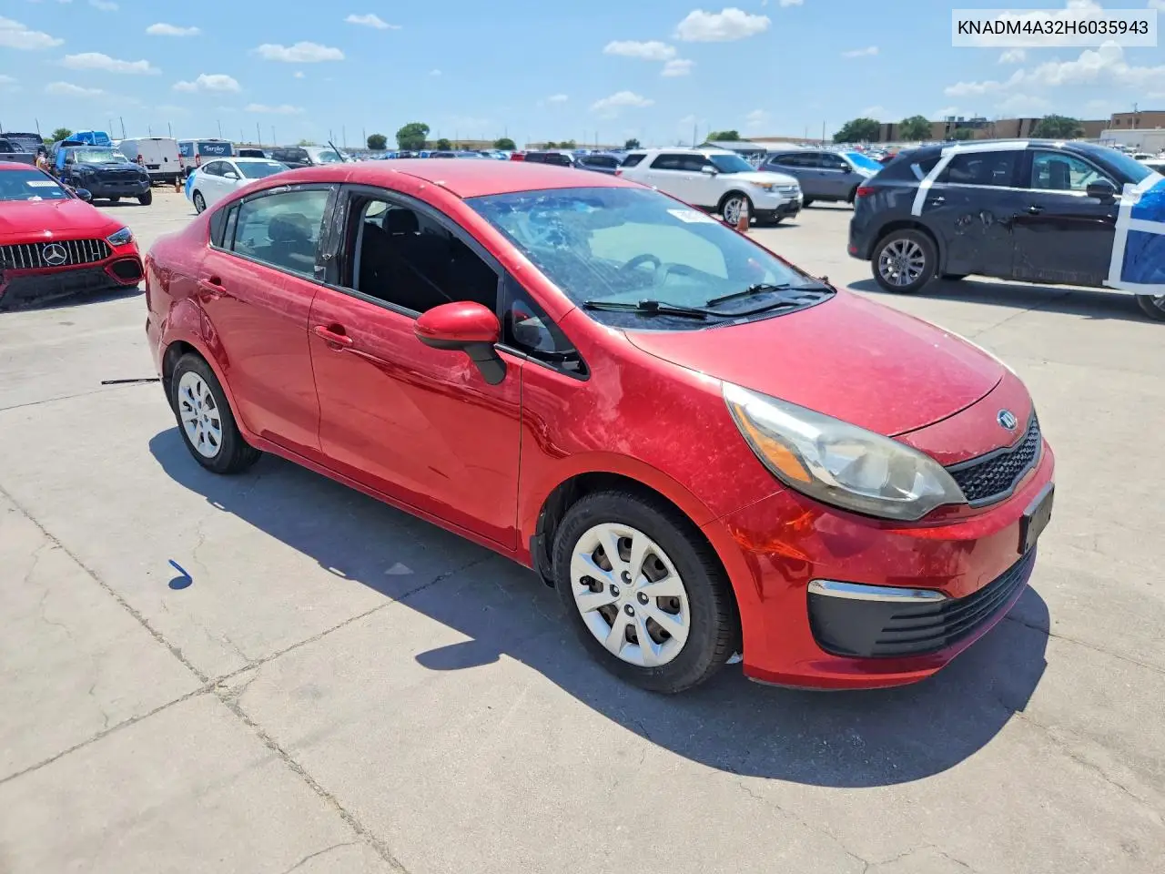 2017 Kia Rio Lx VIN: KNADM4A32H6035943 Lot: 60313126