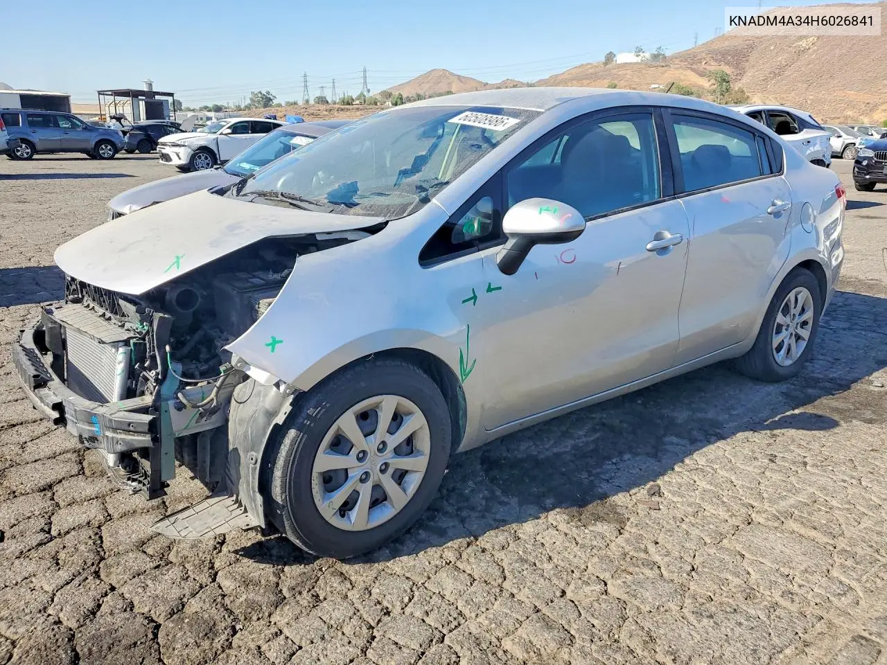 2017 Kia Rio Lx VIN: KNADM4A34H6026841 Lot: 60508986