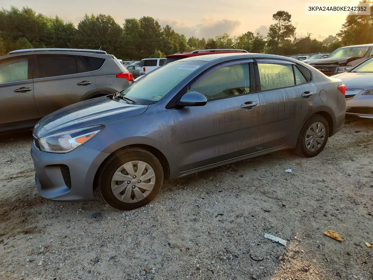 2019 Kia Rio S VIN: 3KPA24AB0KE242352 Lot: 58926866