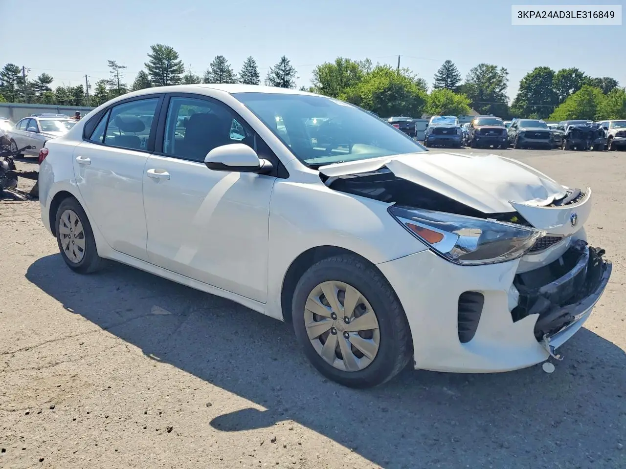 2020 Kia Rio S VIN: 3KPA24AD3LE316849 Lot: 61888856