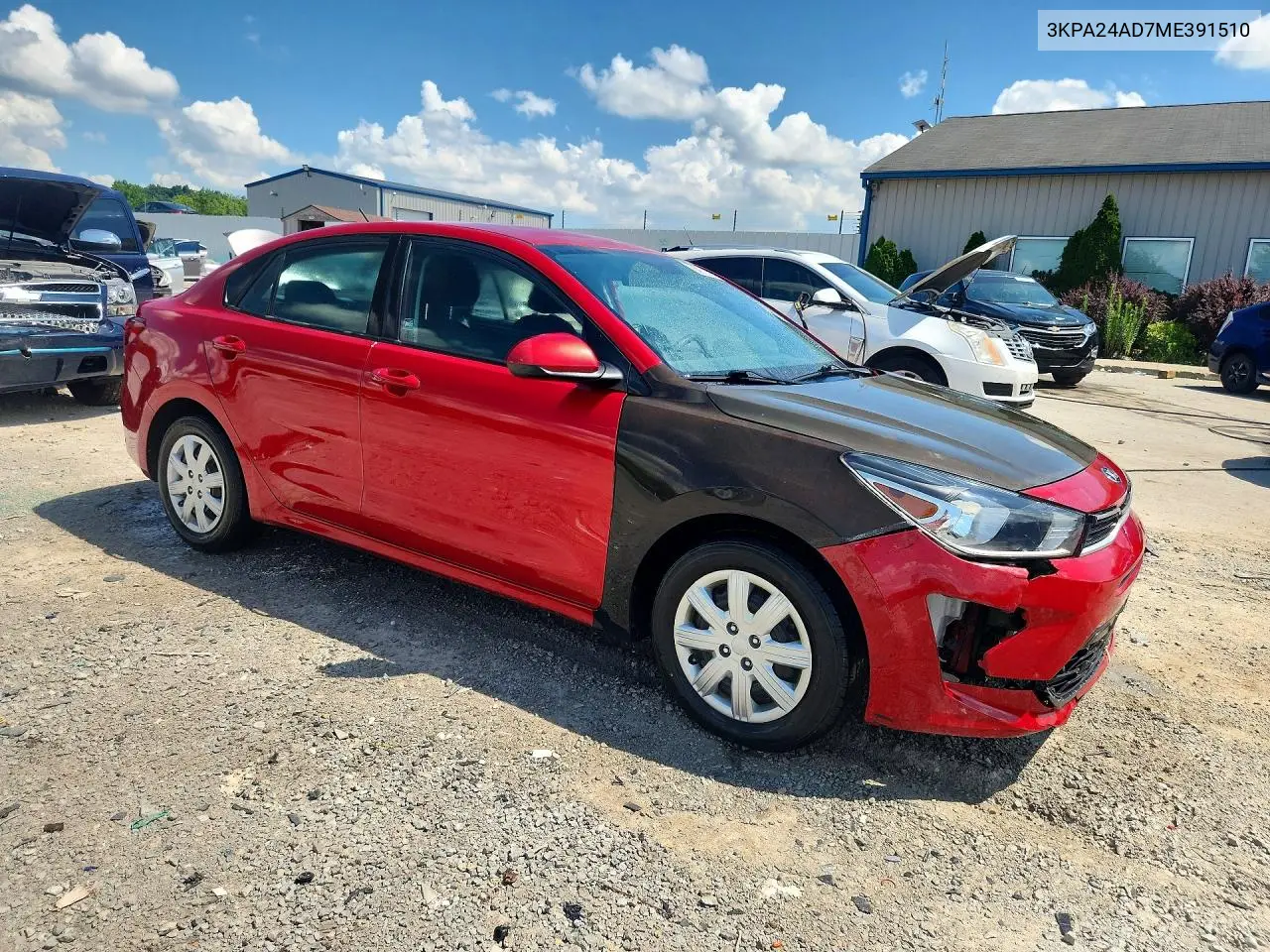 2021 Kia Rio S VIN: 3KPA24AD7ME391510 Lot: 60871346