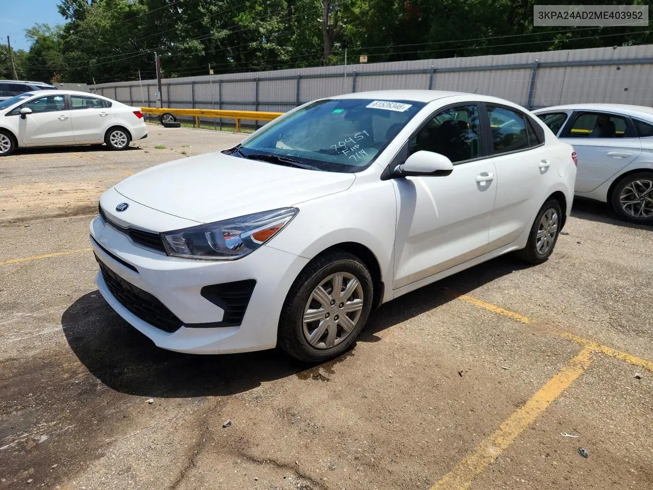 2021 Kia Rio Lx VIN: 3KPA24AD2ME403952 Lot: 61526346