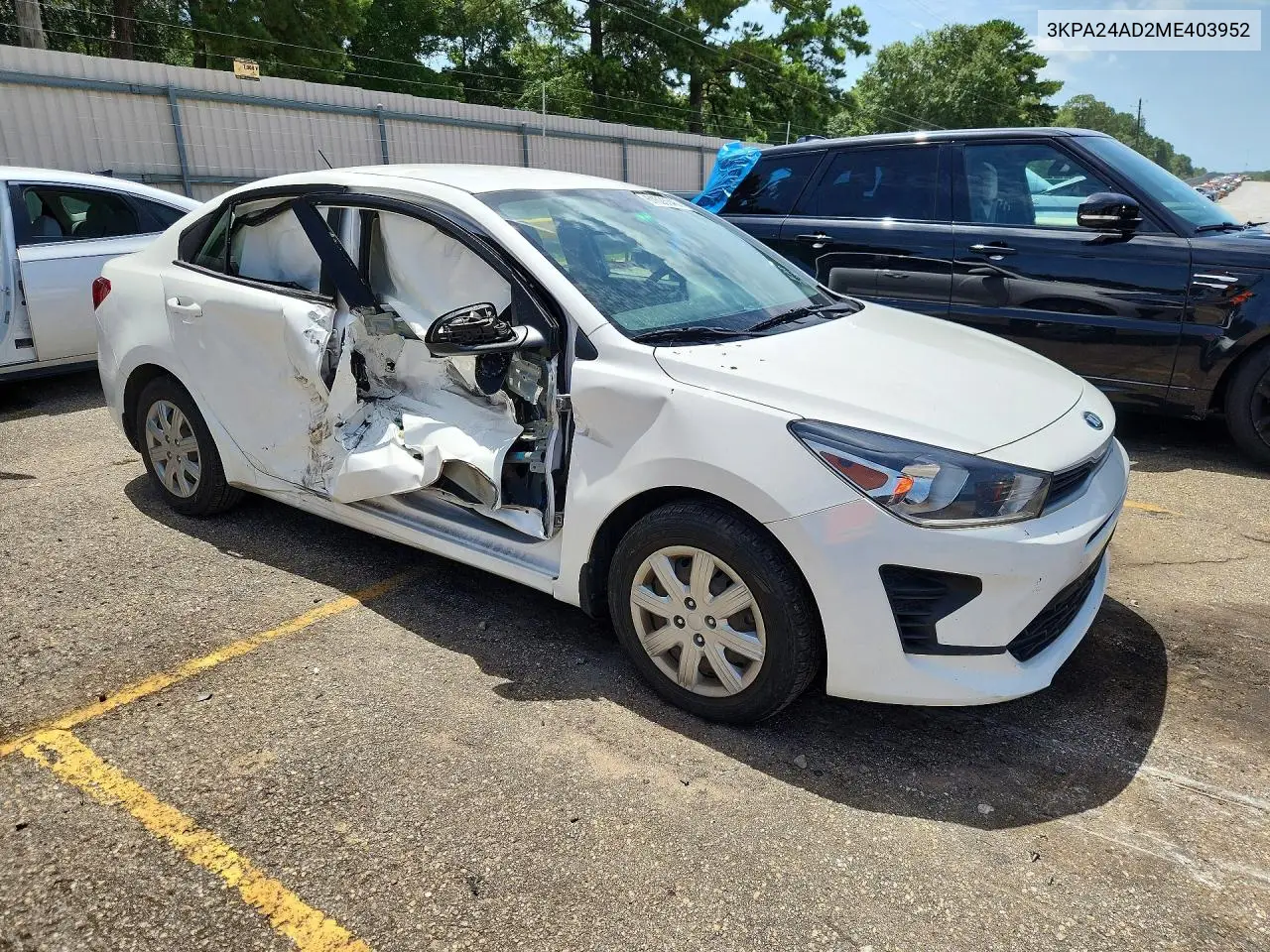 2021 Kia Rio Lx VIN: 3KPA24AD2ME403952 Lot: 61526346