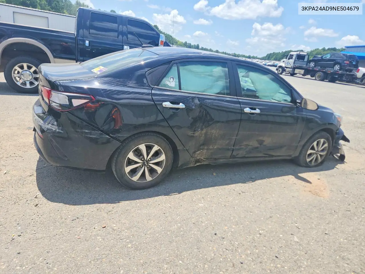 2022 Kia Rio S VIN: 3KPA24AD9NE504679 Lot: 59363316