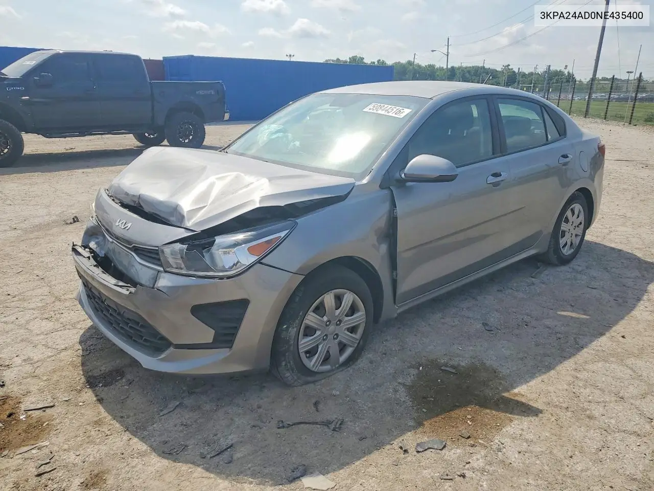 2022 Kia Rio S VIN: 3KPA24AD0NE435400 Lot: 59844516