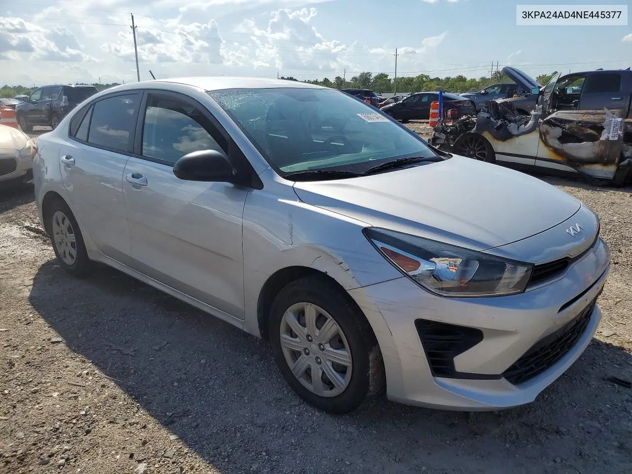 2022 Kia Rio Lx VIN: 3KPA24AD4NE445377 Lot: 60075416