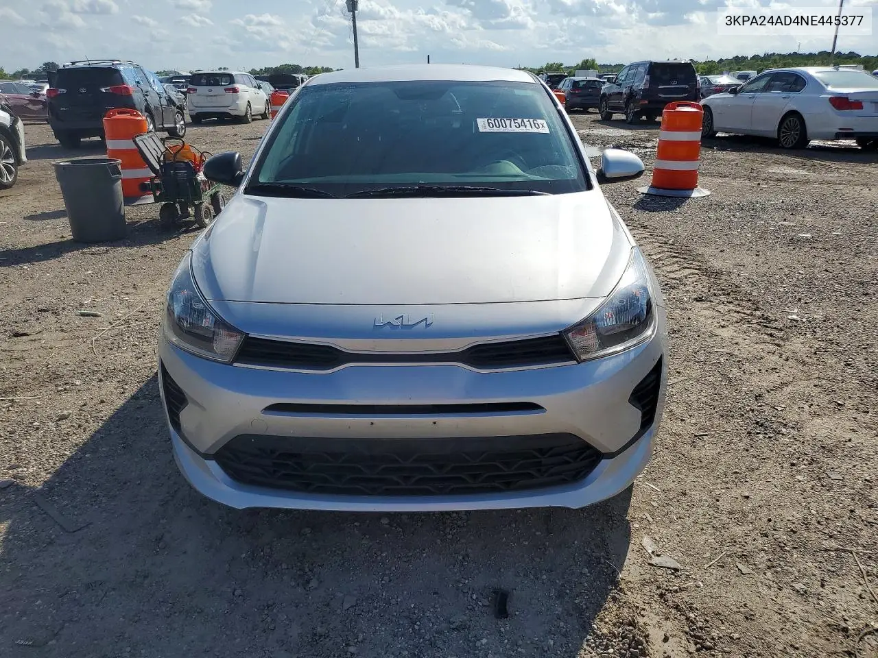 2022 Kia Rio Lx VIN: 3KPA24AD4NE445377 Lot: 60075416