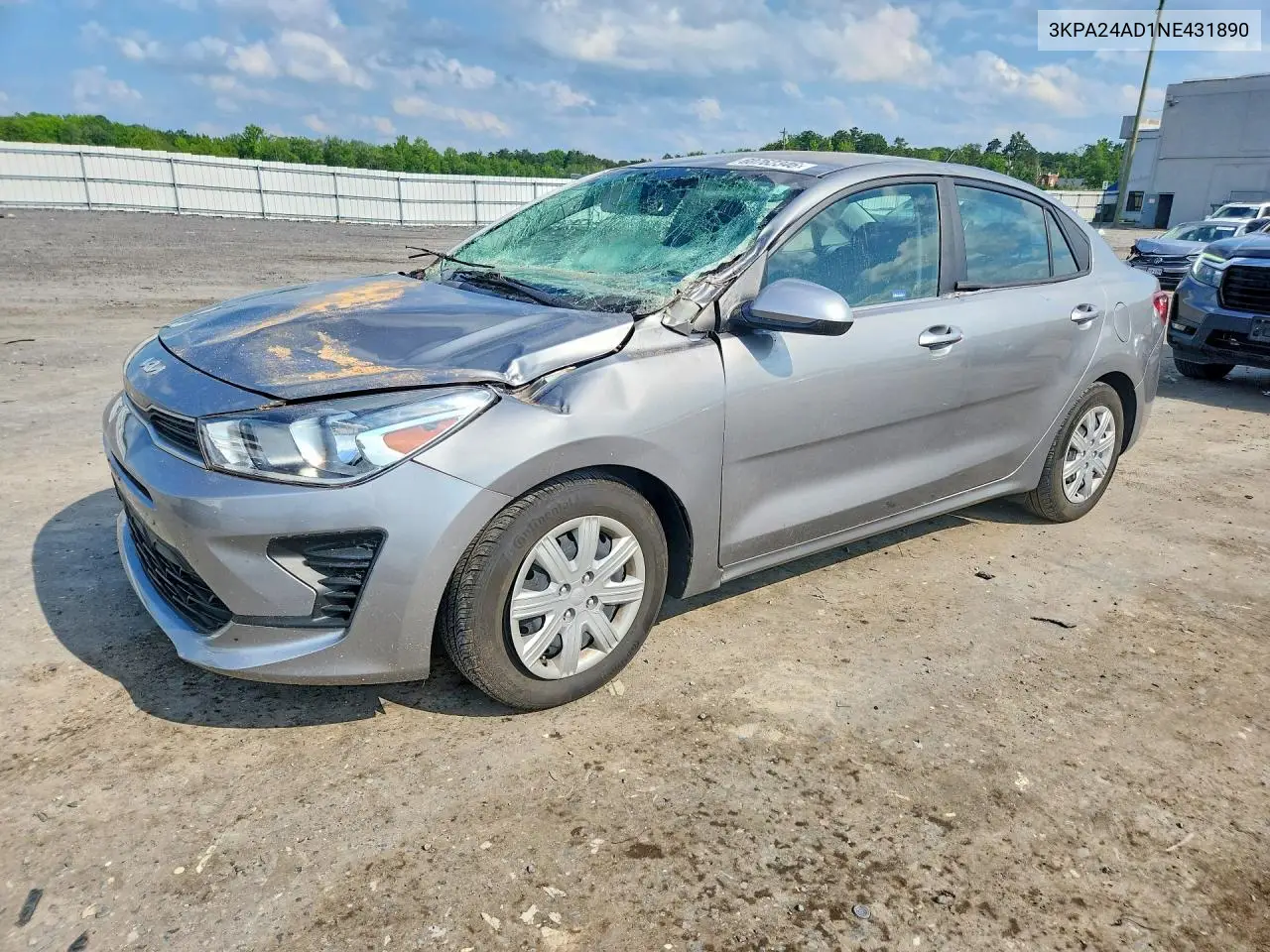 2022 Kia Rio S VIN: 3KPA24AD1NE431890 Lot: 60762346