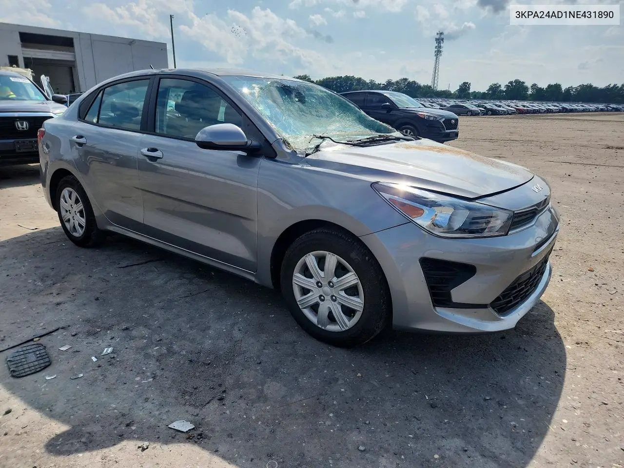 2022 Kia Rio S VIN: 3KPA24AD1NE431890 Lot: 60762346