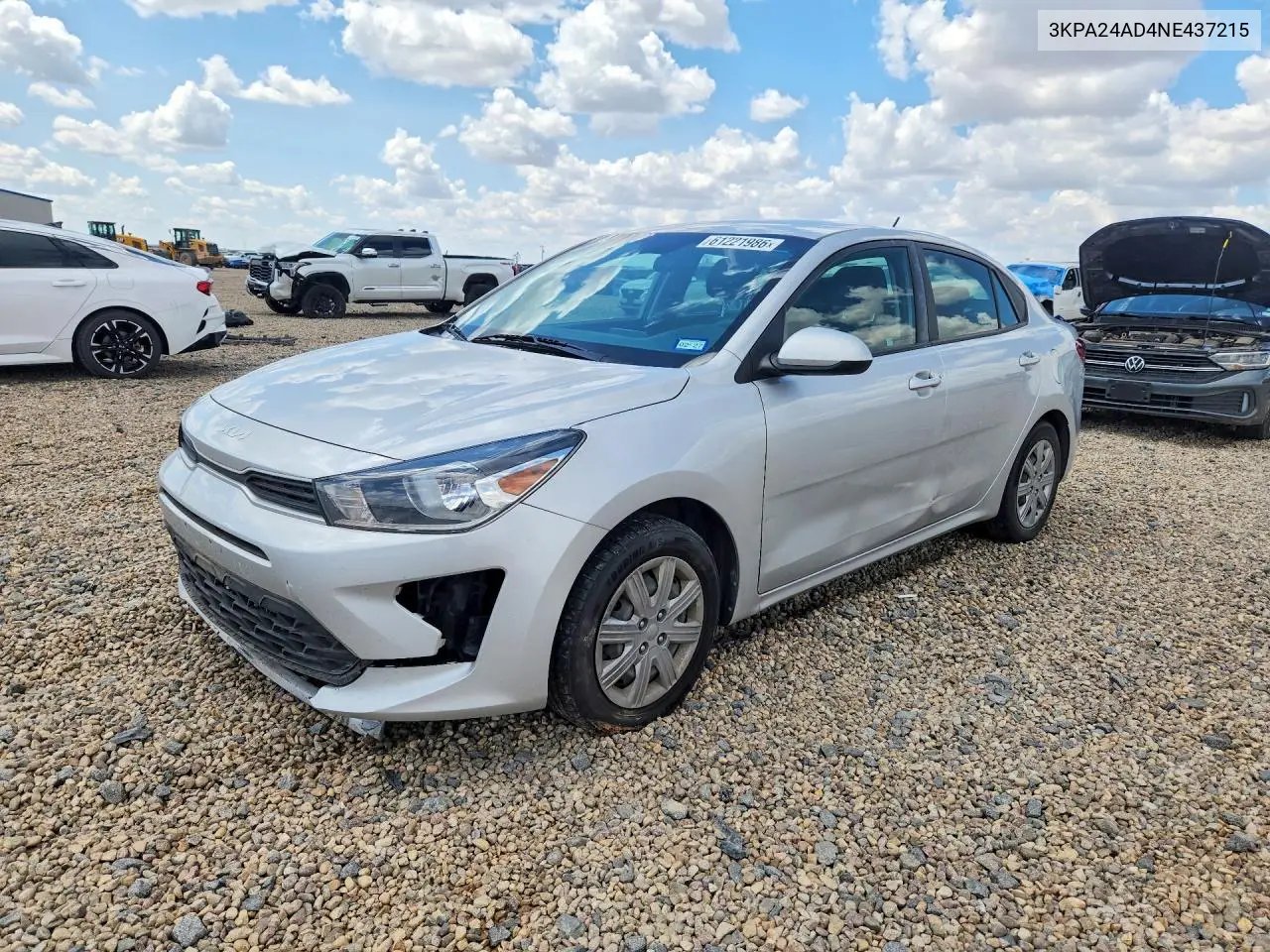 2022 Kia Rio S VIN: 3KPA24AD4NE437215 Lot: 61221986