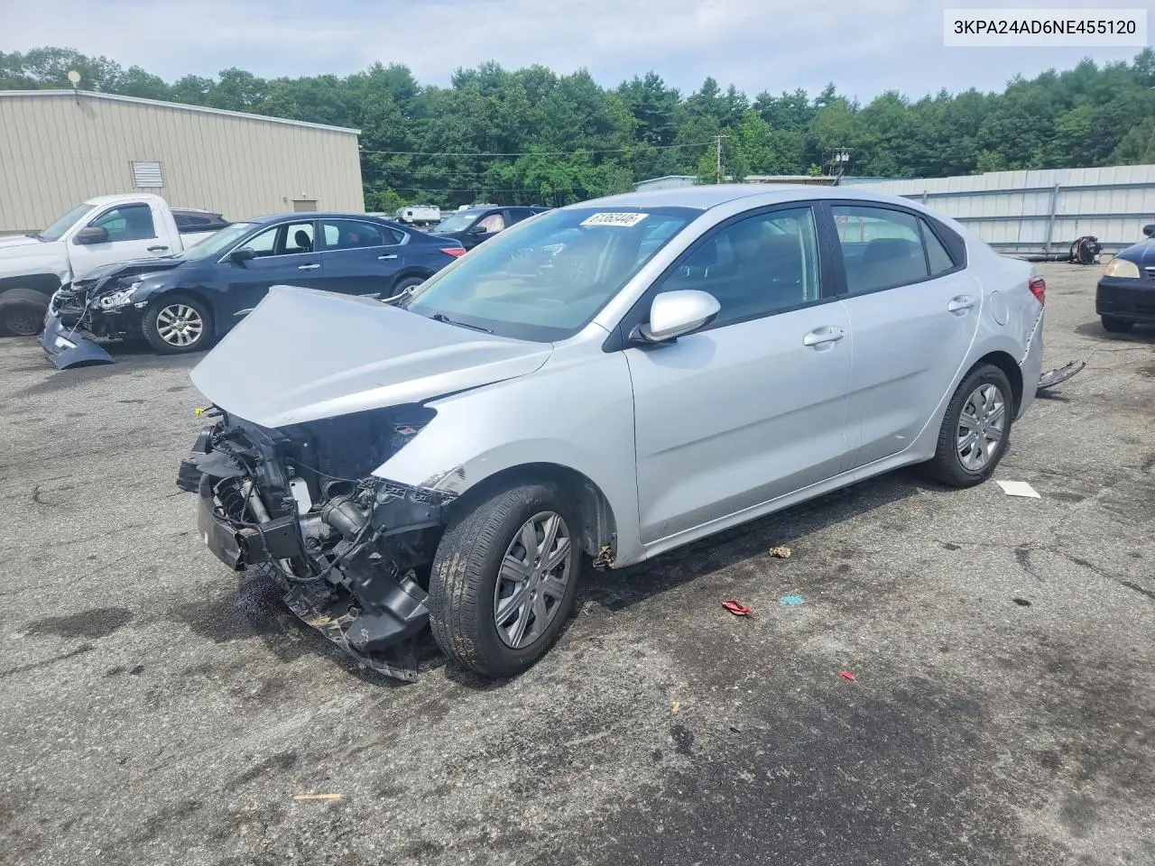 2022 Kia Rio Lx VIN: 3KPA24AD6NE455120 Lot: 61363446