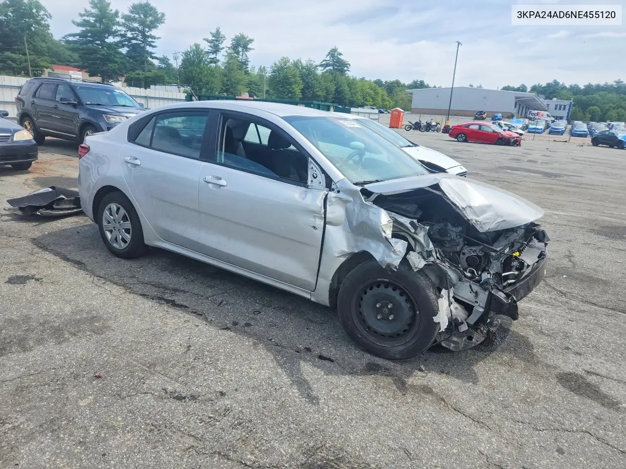2022 Kia Rio Lx VIN: 3KPA24AD6NE455120 Lot: 61363446