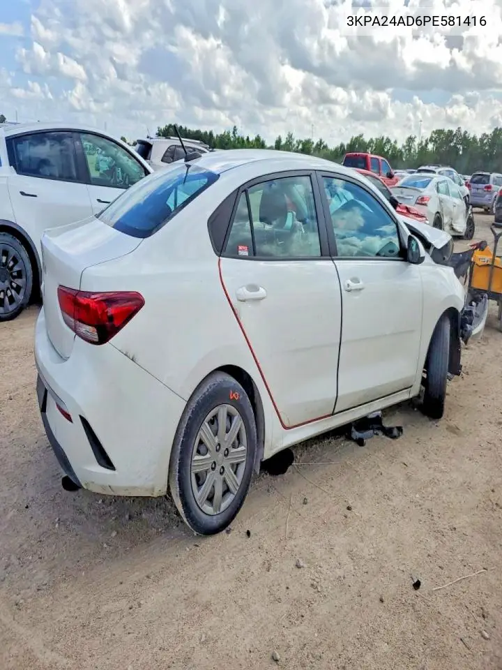 2023 Kia Rio Lx VIN: 3KPA24AD6PE581416 Lot: 56187906
