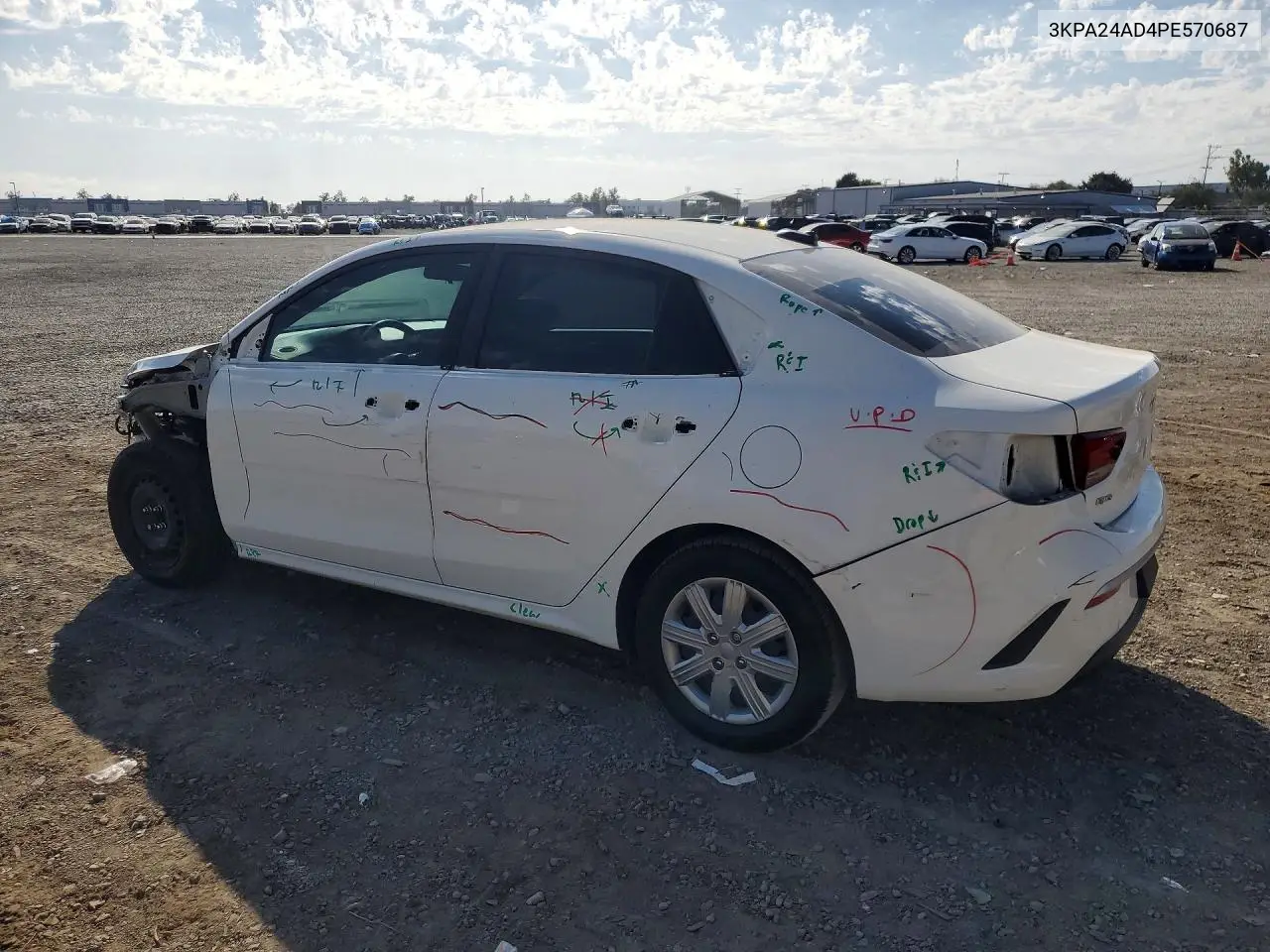 2023 Kia Rio Lx VIN: 3KPA24AD4PE570687 Lot: 57191286