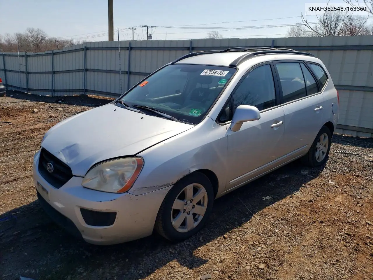 2008 Kia Rondo Lx VIN: KNAFG525487163360 Lot: 47554516