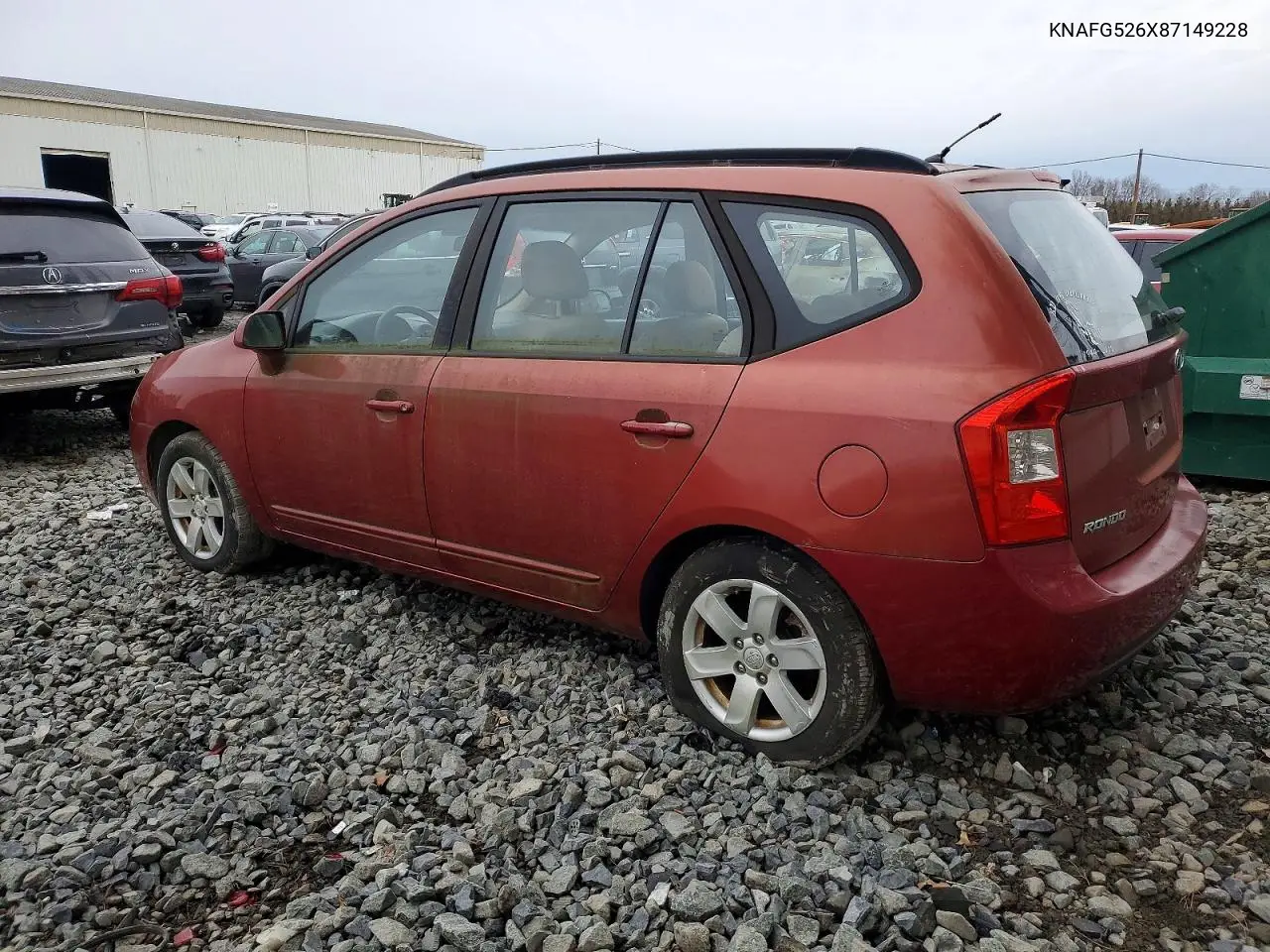2008 Kia Rondo Lx VIN: KNAFG526X87149228 Lot: 73126765