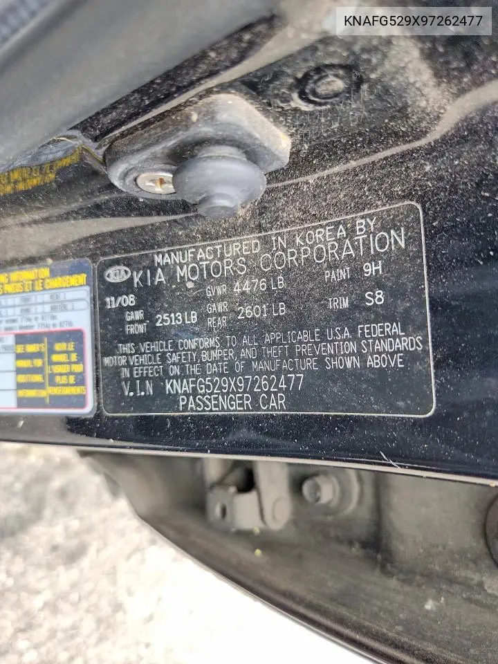 2009 Kia Rondo Base VIN: KNAFG529X97262477 Lot: 58422666