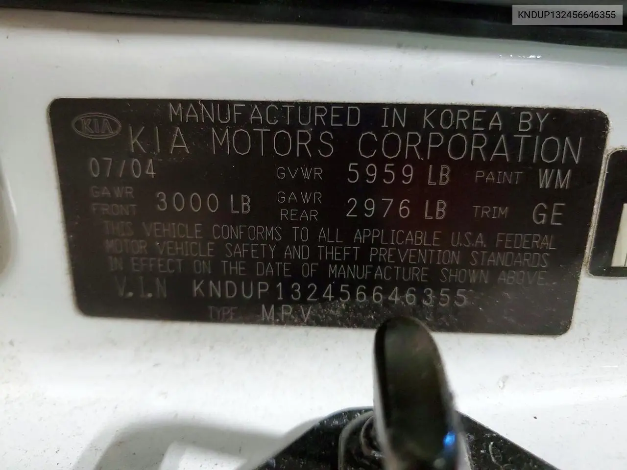 2005 Kia Sedona Lx VIN: KNDUP132456646355 Lot: 52712516