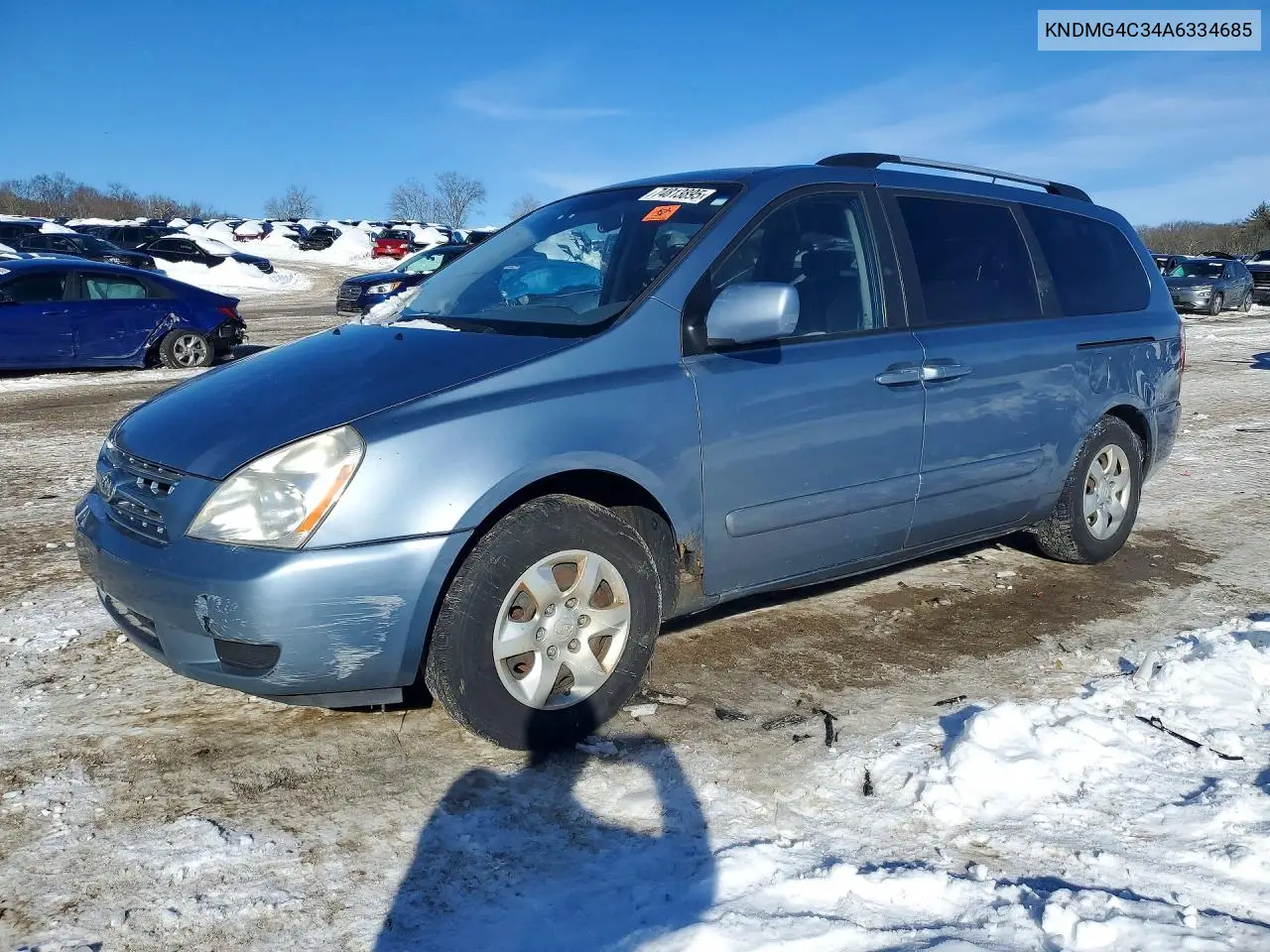 2010 Kia Sedona Lx VIN: KNDMG4C34A6334685 Lot: 74813895